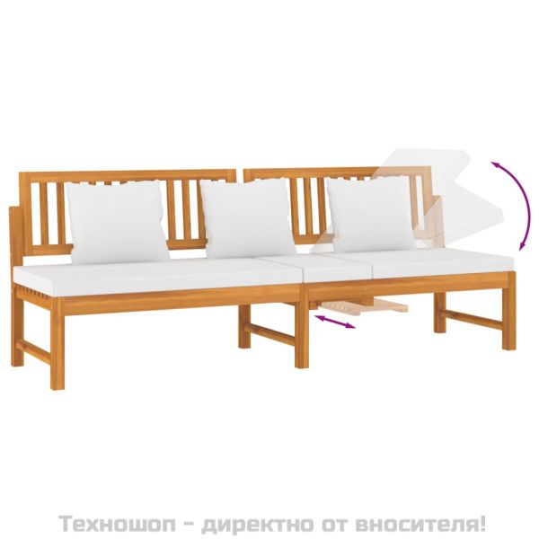 Дневно легло с кремави възглавници, 200x60x75 см, акация масив