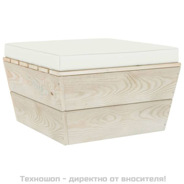 Градинска табуретка от палети с възглавница, импрегниран смърч