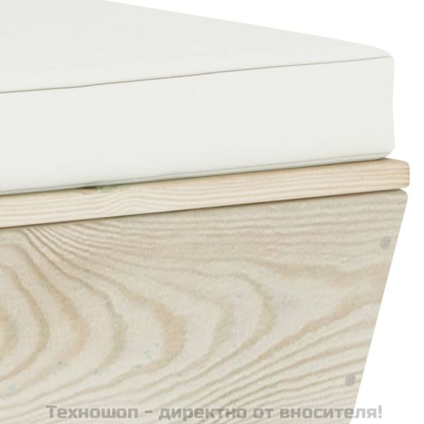 Градинска табуретка от палети с възглавница, импрегниран смърч