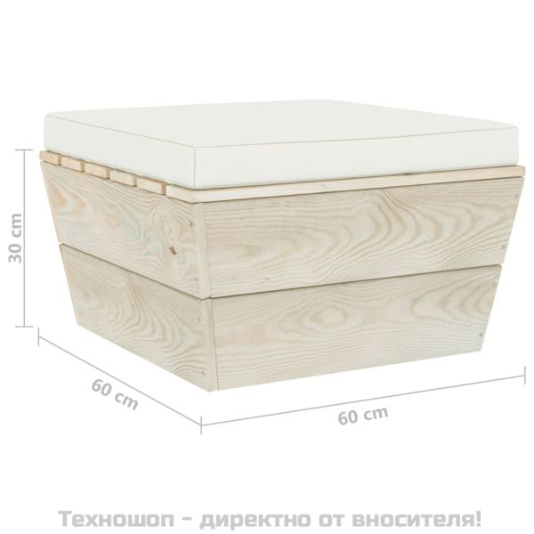 Градинска табуретка от палети с възглавница, импрегниран смърч