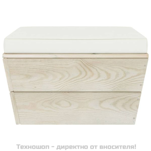 Градински лаундж комплект от палети 3 части с възглавници смърч