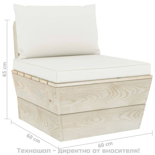 Градински лаундж комплект от палети 3 части с възглавници смърч