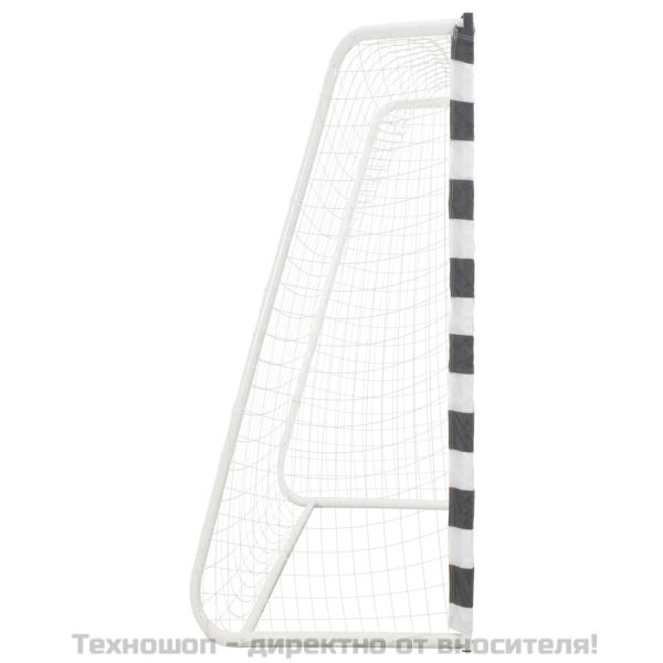 Футболна врата, 300x200x90 см, метал, черно и бяло
