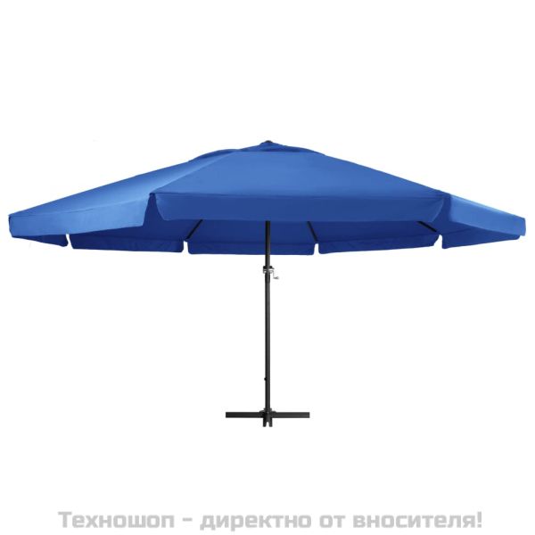 Градински чадър с алуминиев прът, 500 см, лазурносин