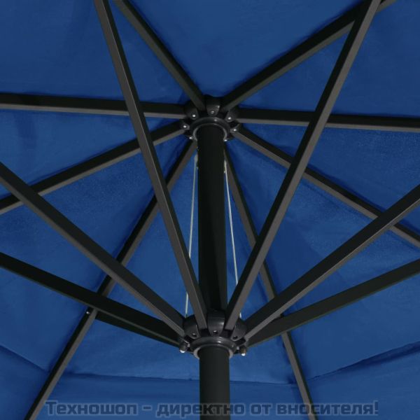 Градински чадър с алуминиев прът, 500 см, лазурносин