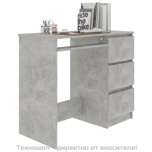 Бюро, бетонно сиво, 90x45x76 см, инженерно дърво