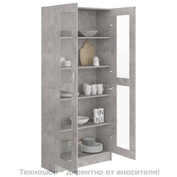 Шкаф витрина, бетонно сив, 82,5x30,5x185,5 см, ПДЧ
