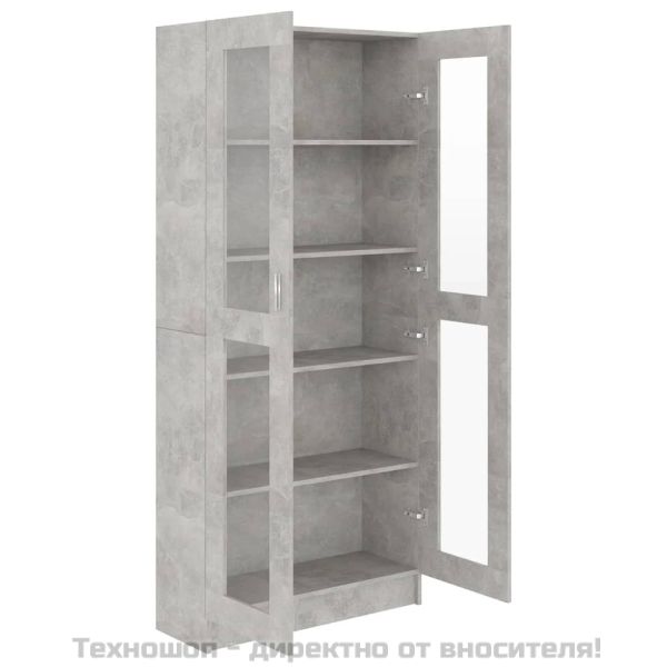 Шкаф витрина, бетонно сив, 82,5x30,5x185,5 см, ПДЧ