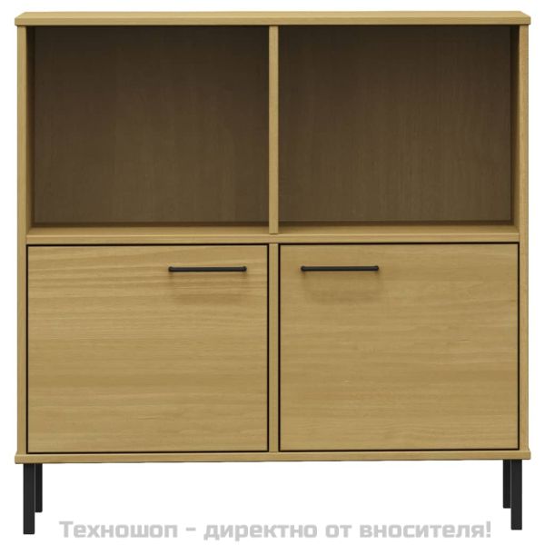 Библиотека метални крака кафява 90x35x90,5 см дърво масив OSLO