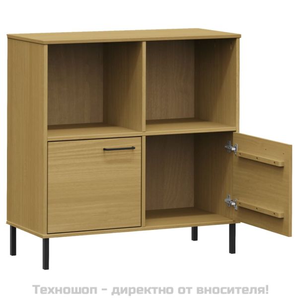 Библиотека метални крака кафява 90x35x90,5 см дърво масив OSLO