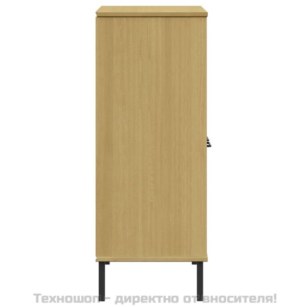 Библиотека метални крака кафява 90x35x90,5 см дърво масив OSLO