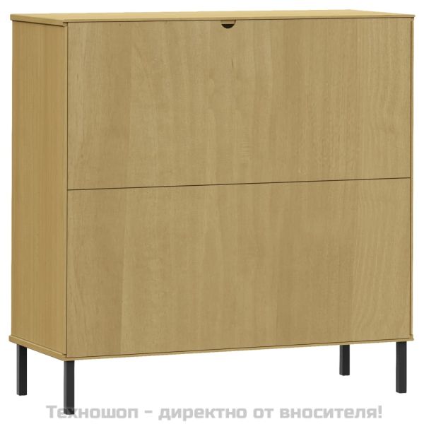 Библиотека метални крака кафява 90x35x90,5 см дърво масив OSLO