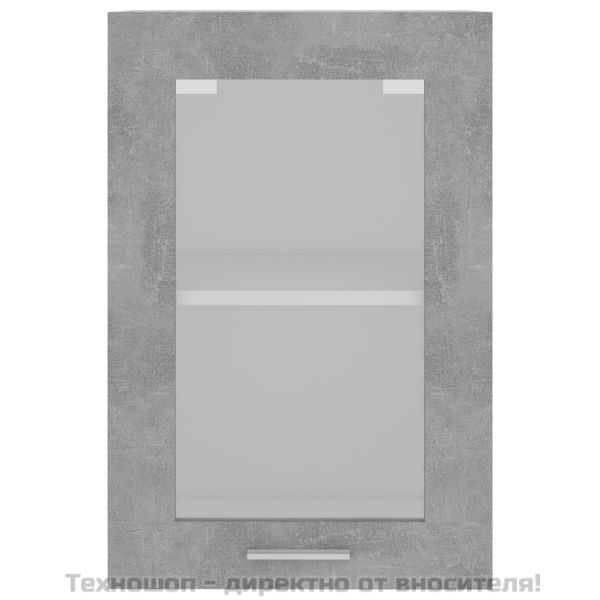 Висящ стъклен шкаф "Lyon", бетонно сив, 40x31x60 см, инженерно дърво