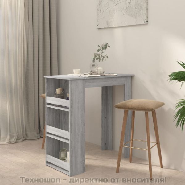 Бар маса с рафтове сив сонома 102x50x103,5 см инженерно дърво