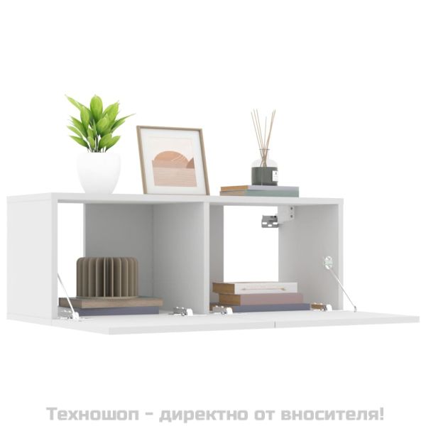 ТВ шкафове, 2 бр, бели, 80x30x30 см, инженерно дърво