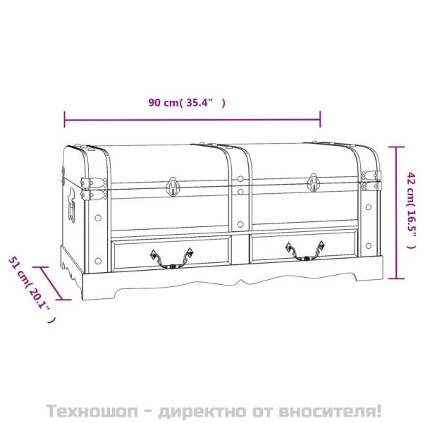 Дървен голям сандък, черен