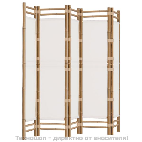 Сгъваема 5-панелна преграда за стая 200 см бамбук и платно