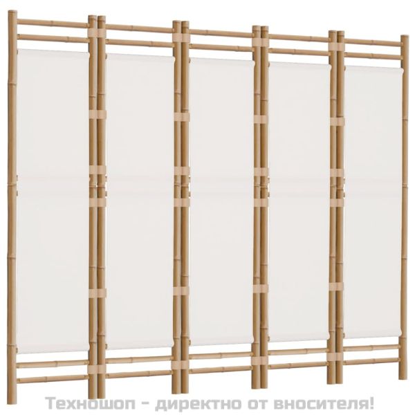 Сгъваема 5-панелна преграда за стая 200 см бамбук и платно