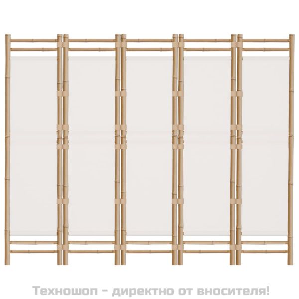 Сгъваема 5-панелна преграда за стая 200 см бамбук и платно