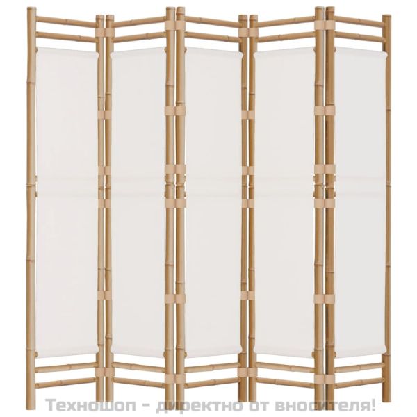 Сгъваема 5-панелна преграда за стая 200 см бамбук и платно