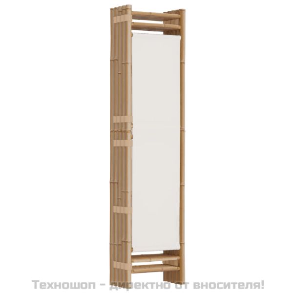 Сгъваема 5-панелна преграда за стая 200 см бамбук и платно