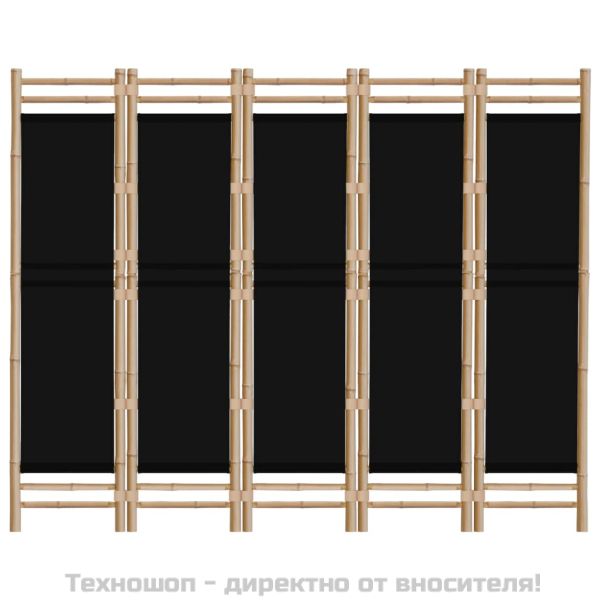 Сгъваема 5-панелна преграда за стая 200 см бамбук и платно
