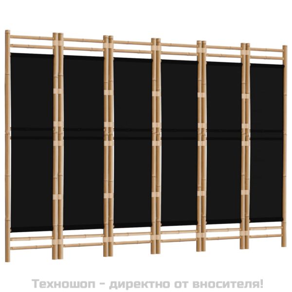 Сгъваема 6-панелна преграда за стая 240 см бамбук и платно