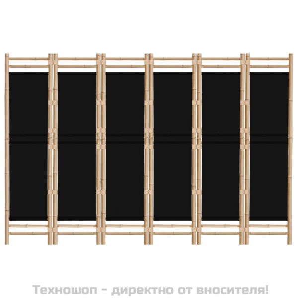 Сгъваема 6-панелна преграда за стая 240 см бамбук и платно