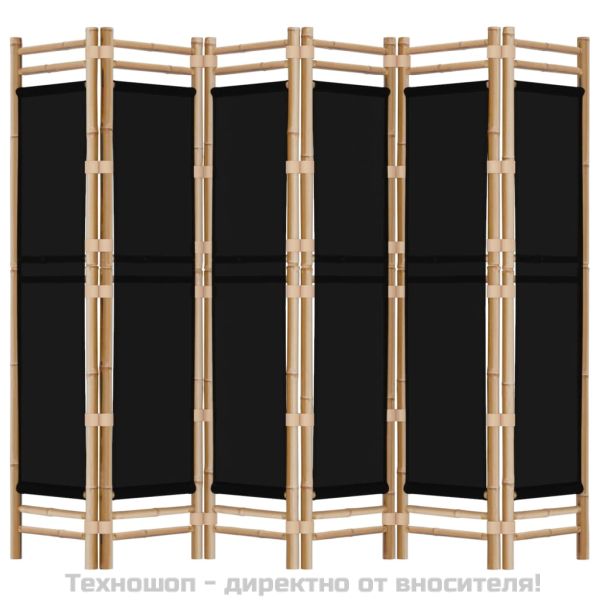 Сгъваема 6-панелна преграда за стая 240 см бамбук и платно