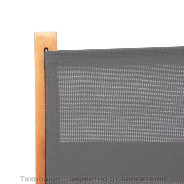 Сгъваеми градински столове 4 бр сиви евкалипт масив и textilene