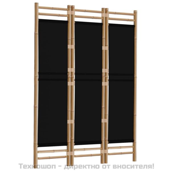 Сгъваема 3-панелна преграда за стая 120 см бамбук и платно