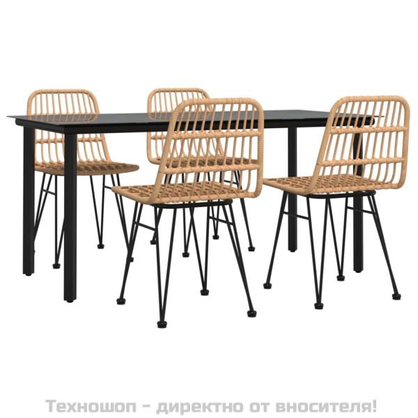 Градински трапезен комплект от 5 части, полиратан