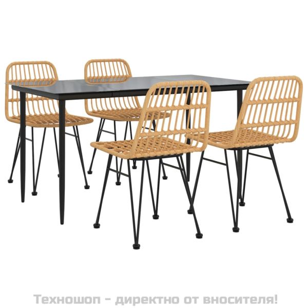 Градински трапезен комплект от 5 части, полиратан