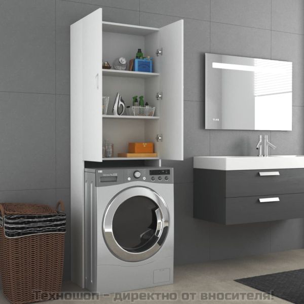 Шкаф за пералня, бял, 64x25,5x190 см