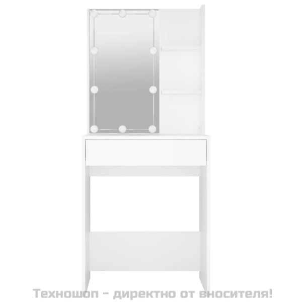Тоалетка с LED, бяла, 60x40x140 см