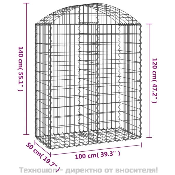 Дъговидна габионна кошница 100x50x120/140 см поцинковано желязо