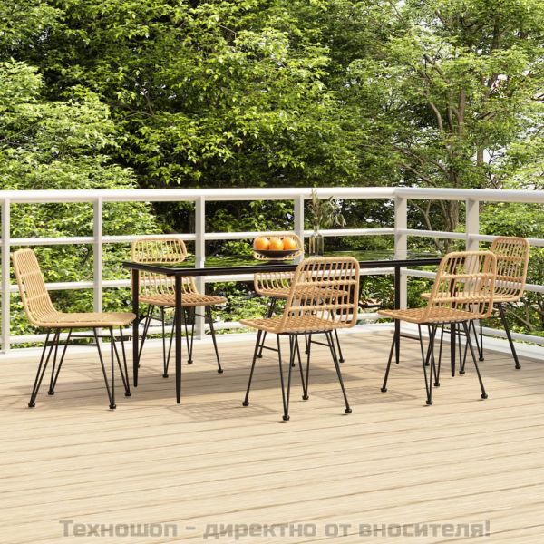 Градински трапезен комплект от 7 части, полиратан