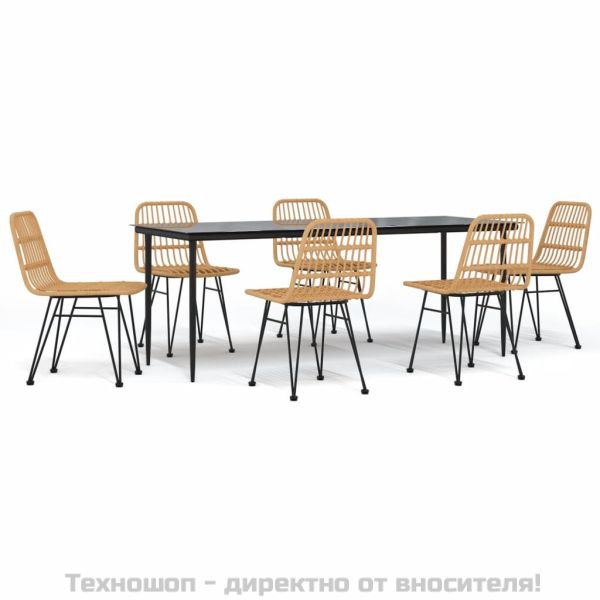 Градински трапезен комплект от 7 части, полиратан