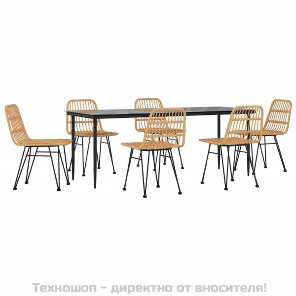 Градински трапезен комплект от 7 части, полиратан