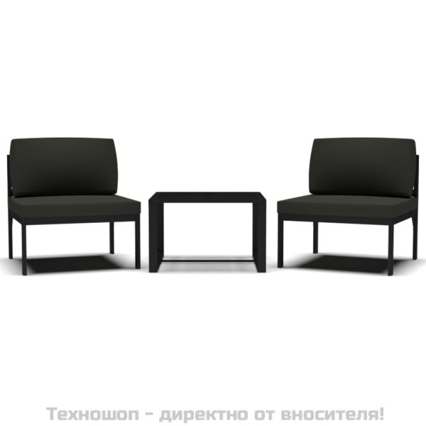 Градински комплект от 3 части с възглавници, алуминий, антрацит