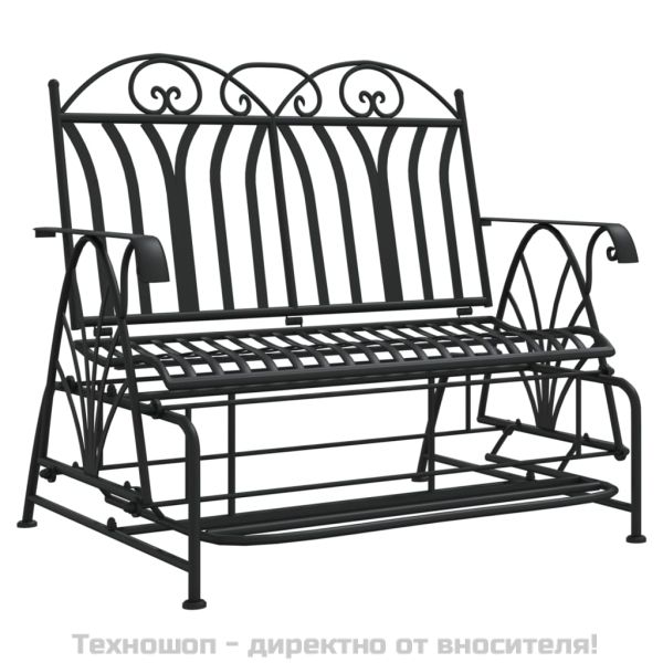 2-местна пейка планер, 114 см, черна, стомана