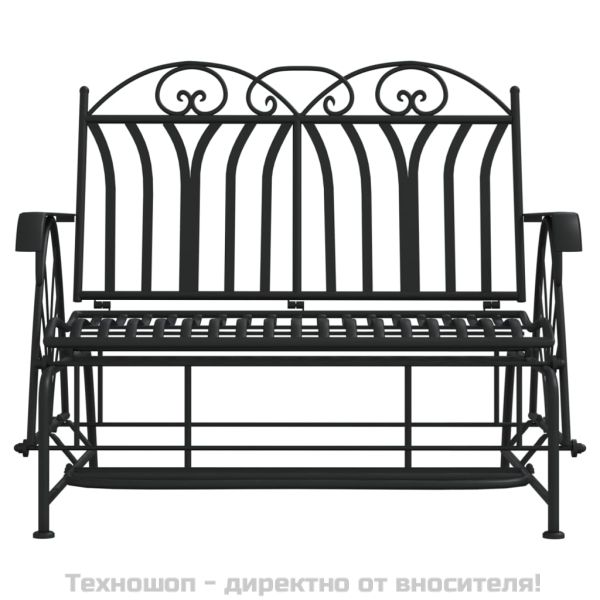 2-местна пейка планер, 114 см, черна, стомана