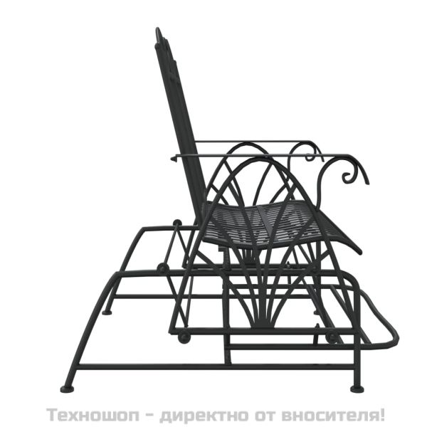 2-местна пейка планер, 114 см, черна, стомана