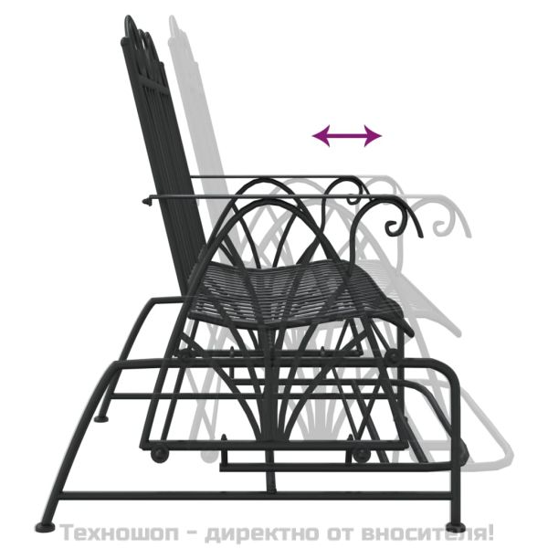 2-местна пейка планер, 114 см, черна, стомана