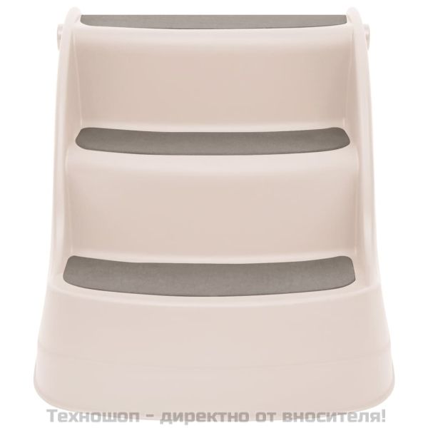 Сгъваема кучешка стълба 3 стъпала кремава 50x38x38 см пластмаса