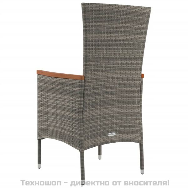 Градински столове с възглавници, 4 бр, полиратан, сиви