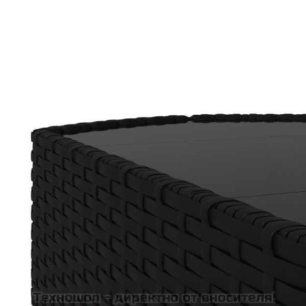 Градински лаундж комплект с възглавници 4 части черен полиратан