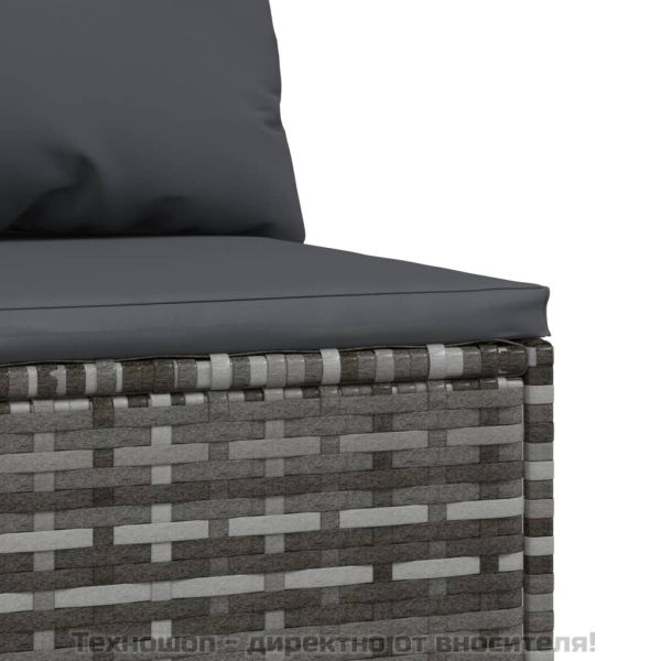 Градински средни дивани с възглавници, 2 бр, сиви, полиратан