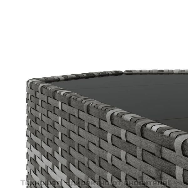 Градински лаундж комплект с възглавници 3 части сив полиратан