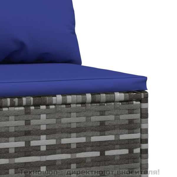 Градински средни дивани с възглавници, 2 бр, сиви, полиратан